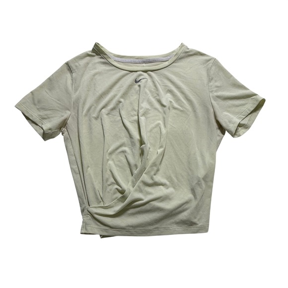 Nike Tops - Nike Dri-FIT Twist Front Crop Top WMS S Pale Lime Green Short Sleeve Shirt